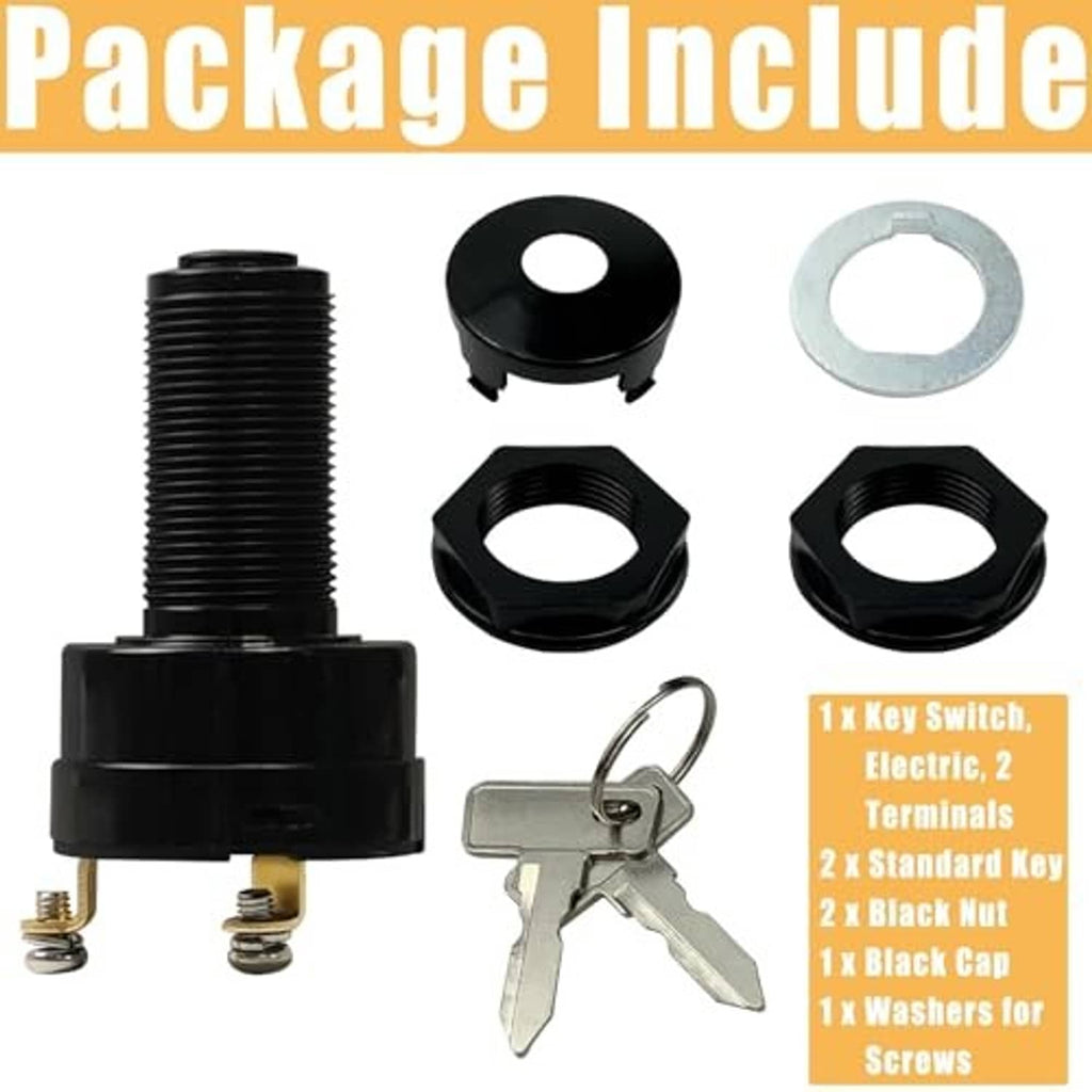 Key switch kit with black cap, washers, two keys, and mounting nut set