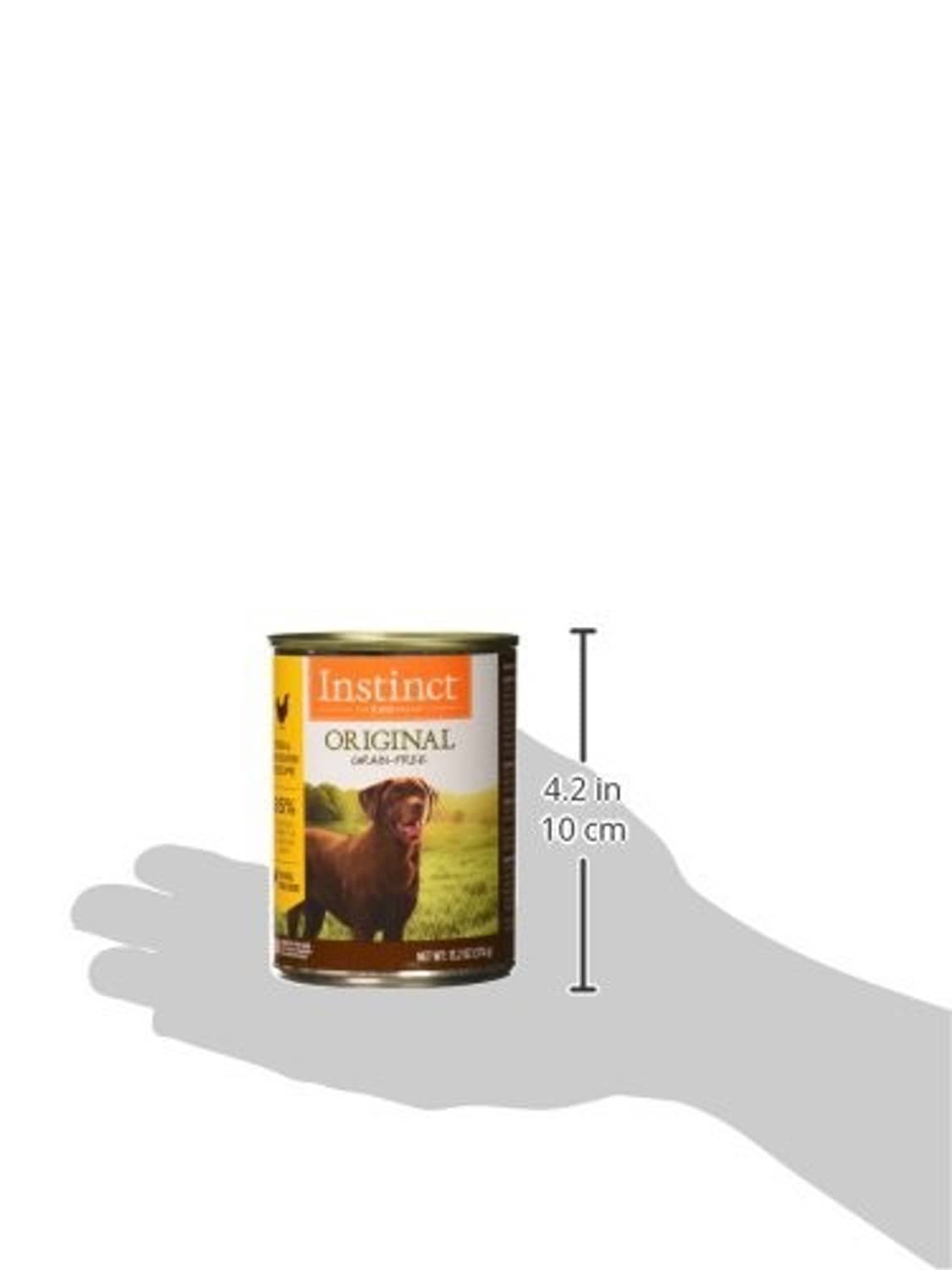 Instinct Original grain-free dog food can with size marker 4.2 in