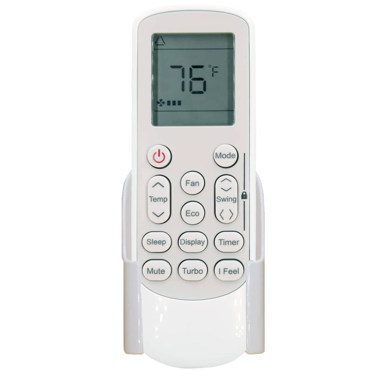 White air conditioner replacement remote control with LCD display and button keypad