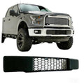 Black lower center mesh grille insert with hex pattern, matte finish