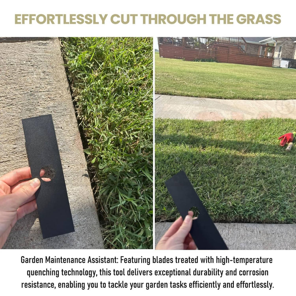 Black edger blade with oval hole held for lawn edging