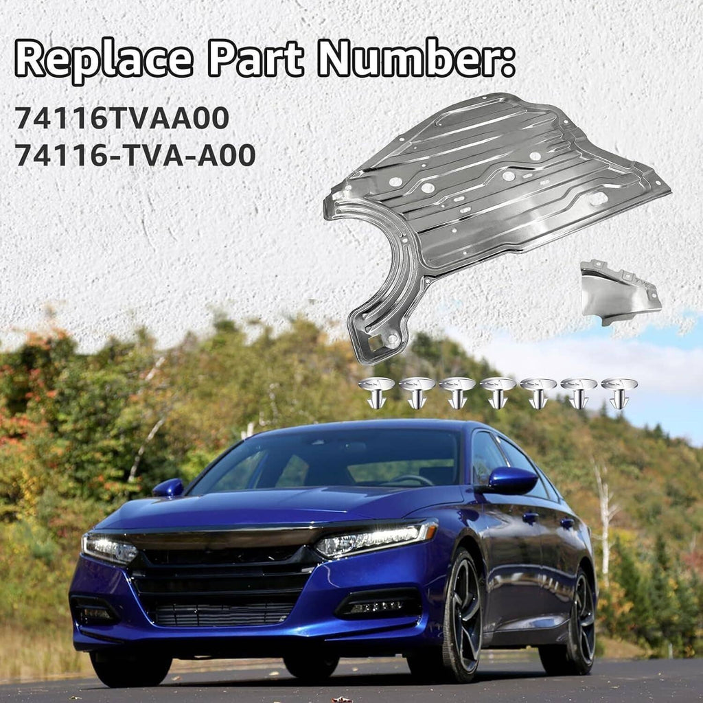 Engine splash guard cover board and mounting hardware, silver metal shield
