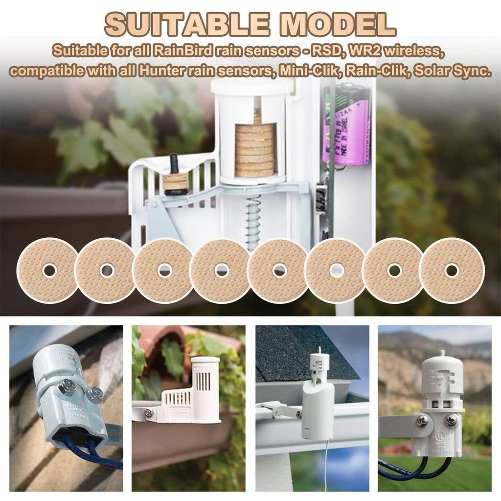 Rain sensor replacement moisture discs, tan round cork pieces with center holes