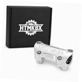 Chrome handlebar riser top clamp, silver finish with mounting bolts, 1.25 inch style