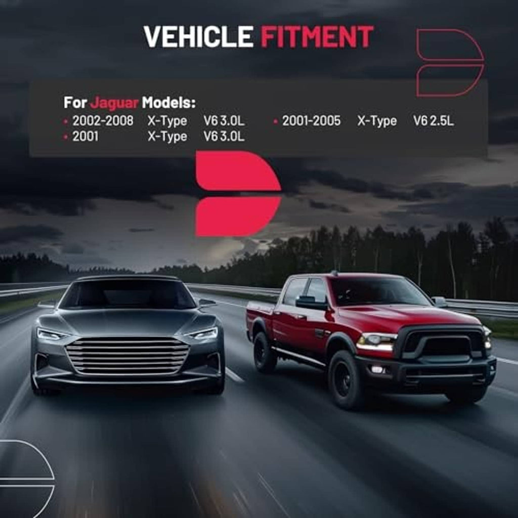 Vehicle fitment graphic for coolant reservoir compatibility with red labels