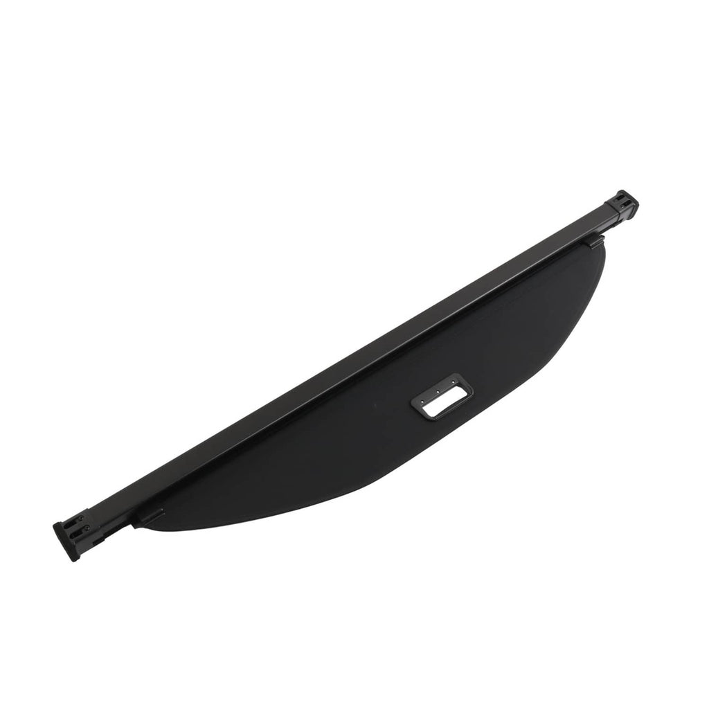 Retractable cargo cover luggage shade, diagonal side profile with handle window