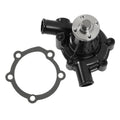 Water pump assembly with black housing, silver flange and mounting hardware, plus gasket