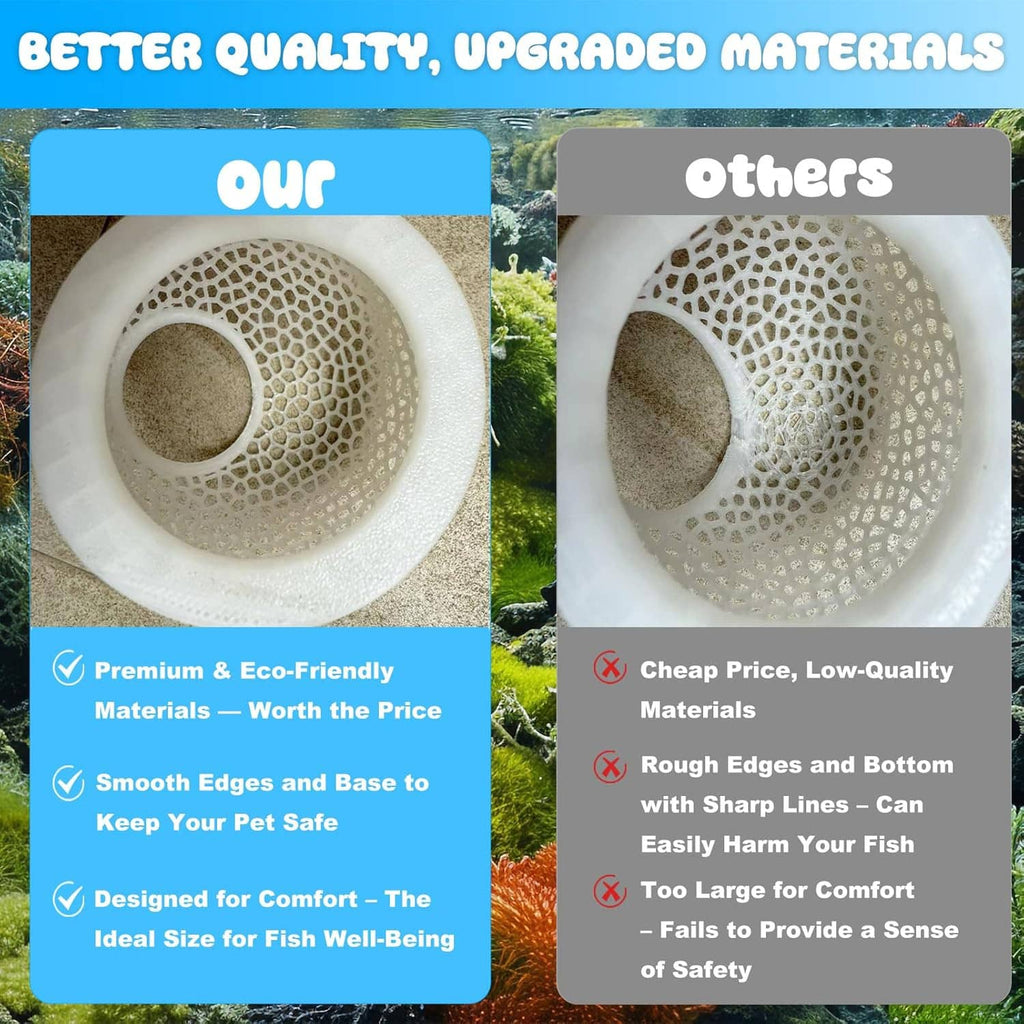 White mesh floating betta hide hammock close-up of honeycomb texture and opening