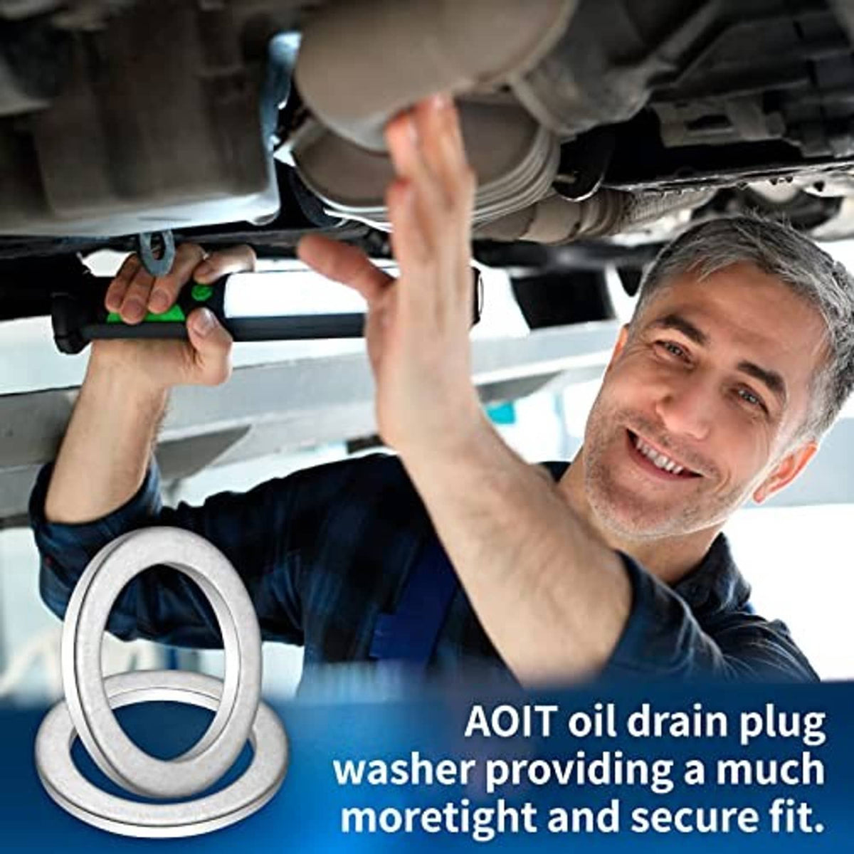 Round oil drain plug washer ring, metal, for a secure fit