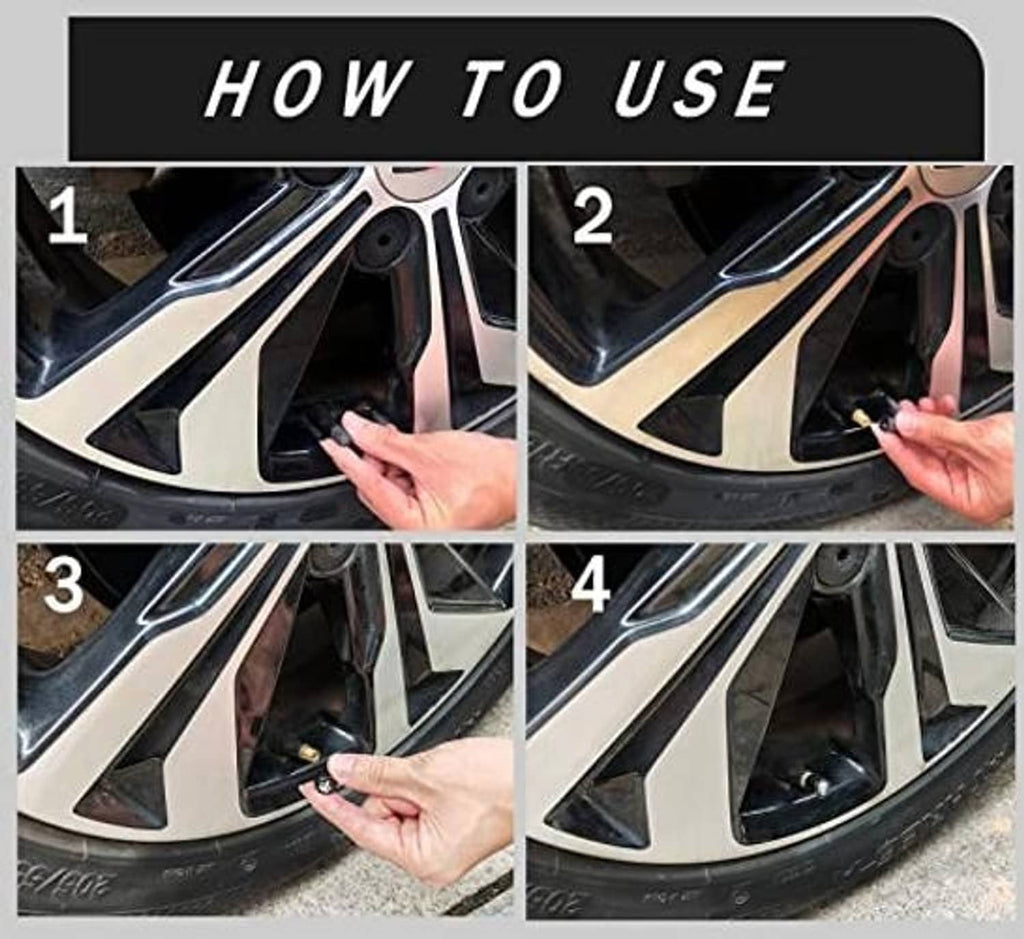 Steps for installing black skull tire valve stem caps on a wheel rim