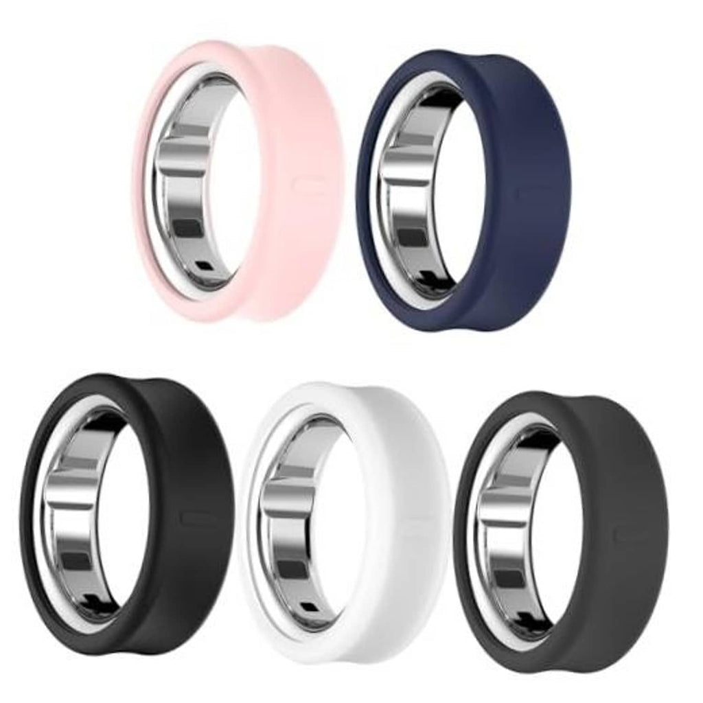 Silicone ring cover set in pink, navy, black, white, and dark gray