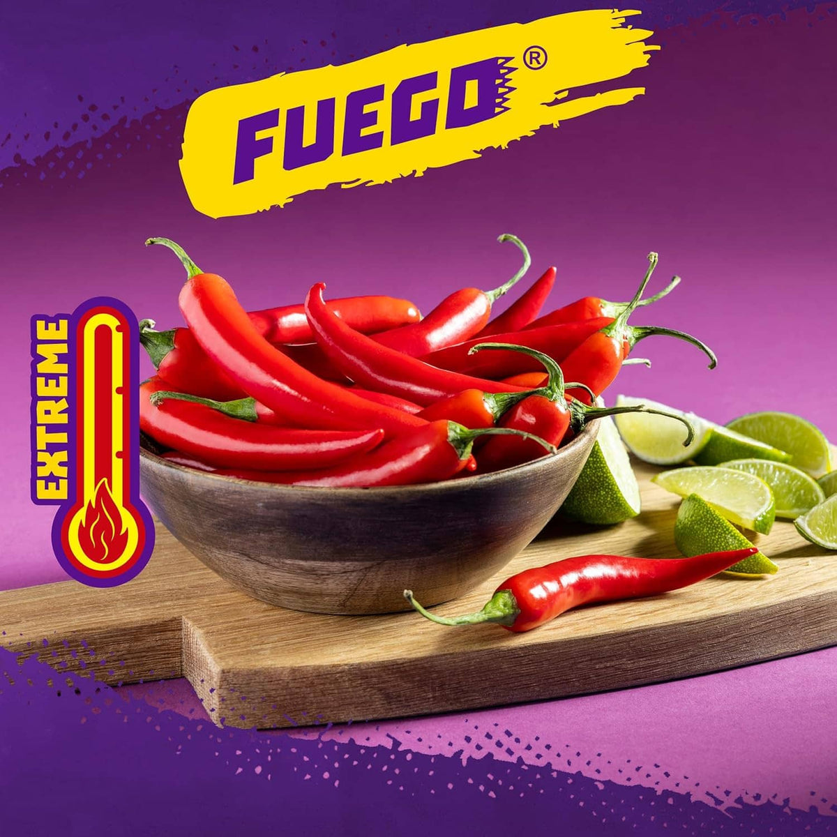 FUELED Takis graphic showing chili peppers and lime wedges in a bowl