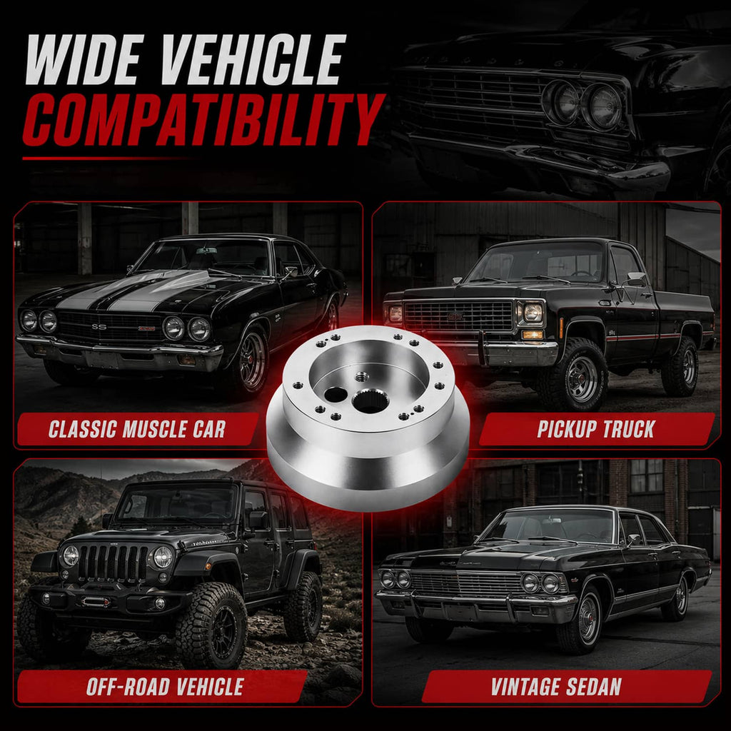Polished aluminum hub adapter centered for vehicle fit and compatibility
