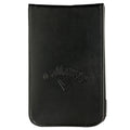 Black leather Callaway golf scorecard holder with stitched edges and embossed logo