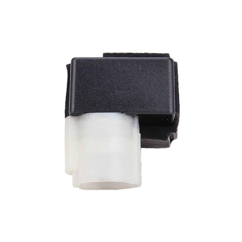 CDI ignition module close-up of white connector end with black mounting block