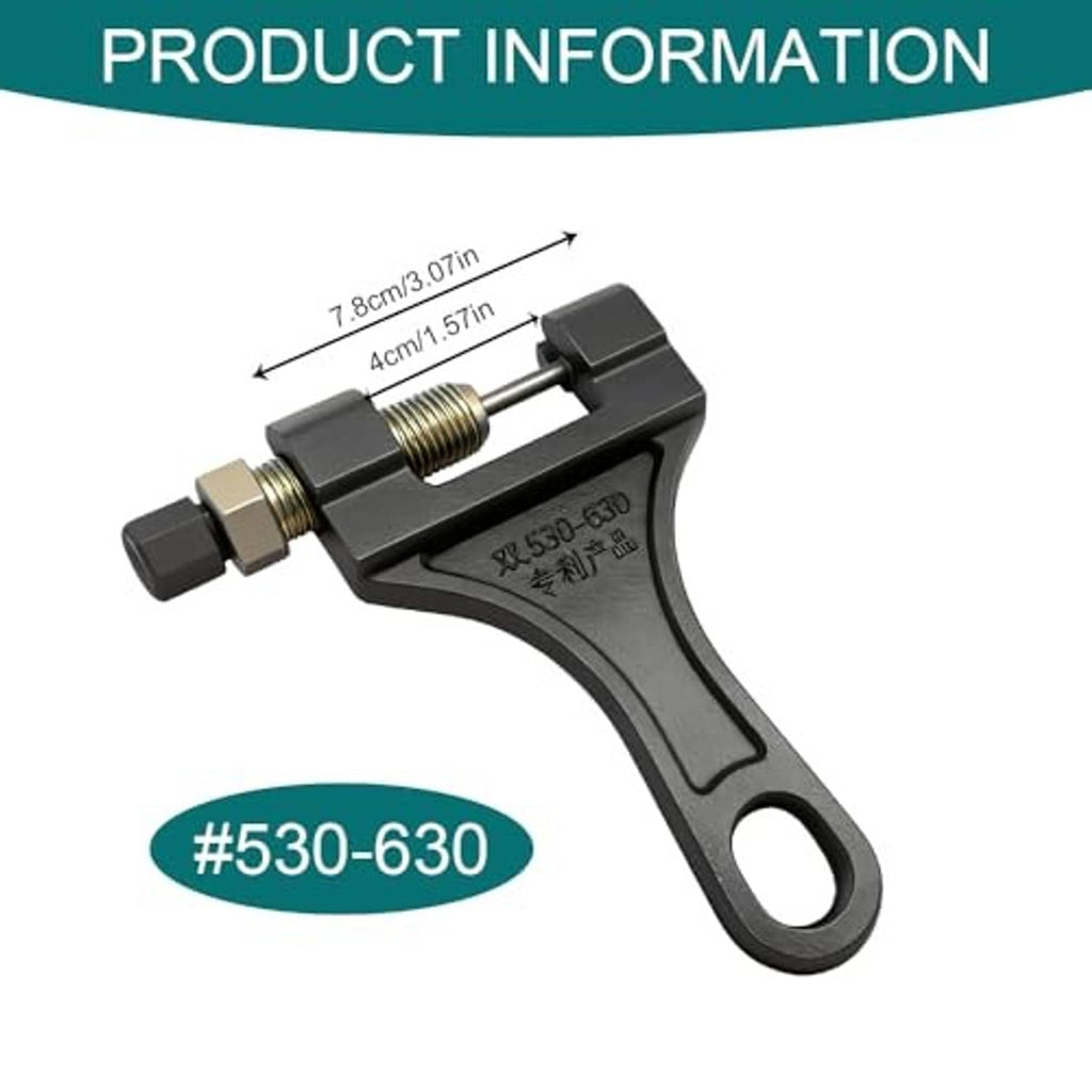 Universal motorcycle chain breaker tool with black handle and threaded pin press