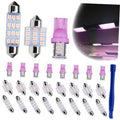 Pink T10 dome LED bulbs set with multiple square LED chip clusters