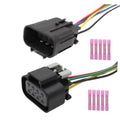 5-pin headlight connector plug harness pigtail with black housings and multicolor wires