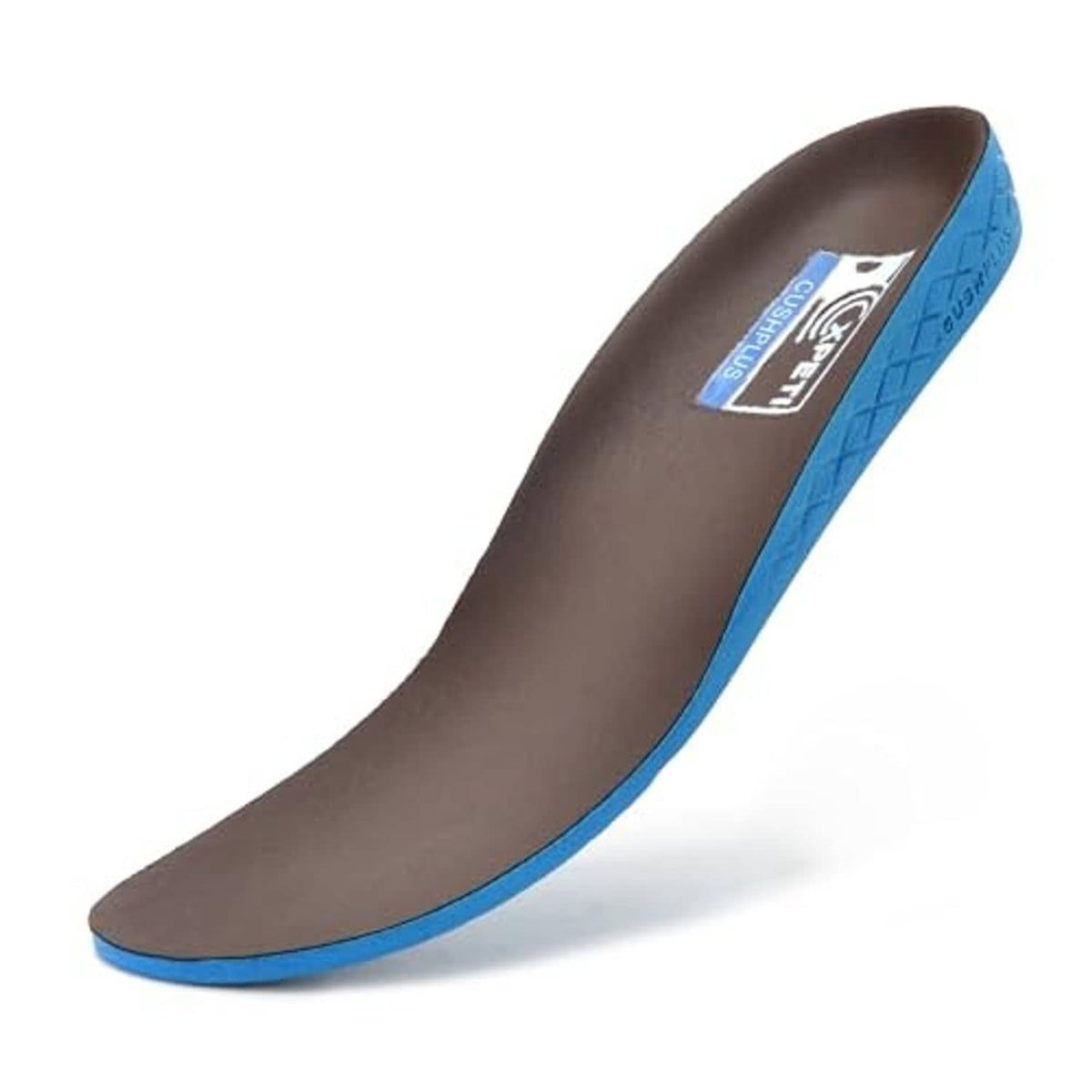 Brown footbed with blue outsole, showing XPETI label on men's boot
