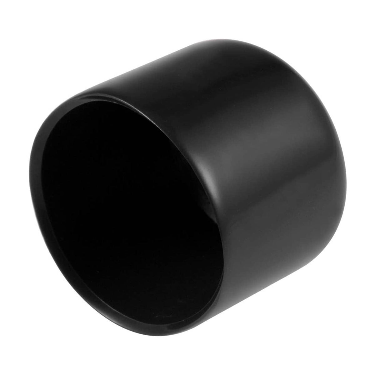 Black rubber end cap sleeve, 38mm ID opening, smooth round vinyl piece