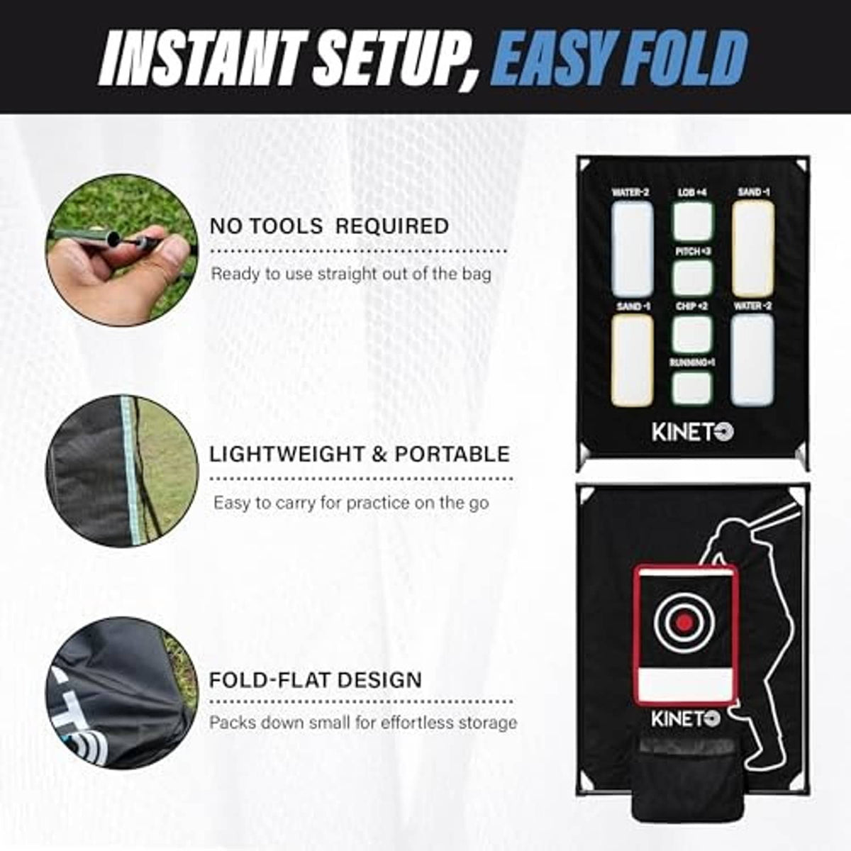 Kineto training target net set folded flat, black panels and bullseye target bag