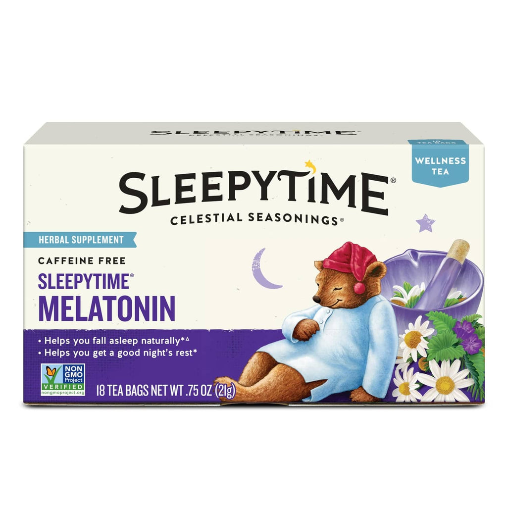 Sleepytime herbal tea box with melatonin, caffeine-free, 18 tea bags