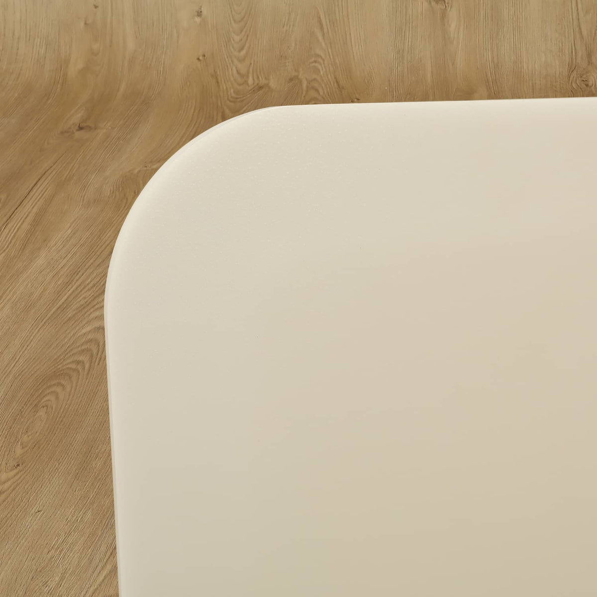White boat locker door cover lid corner close-up with smooth rounded edge