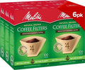 Melitta Natural Brown #4 coffee filters, unbleached, 6-pack boxes, 100 count each