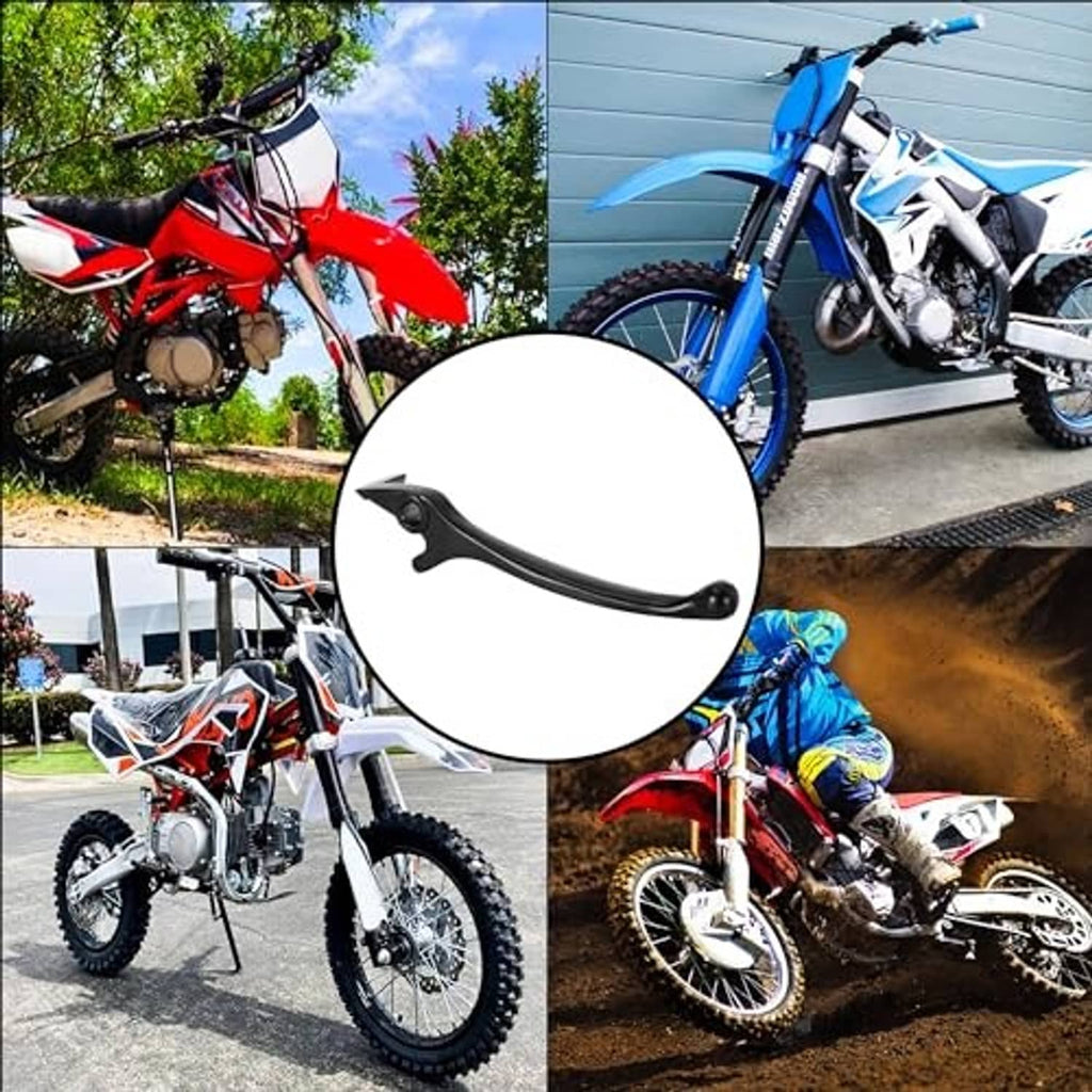 Black right brake lever with curved profile for dirt bike disc braking