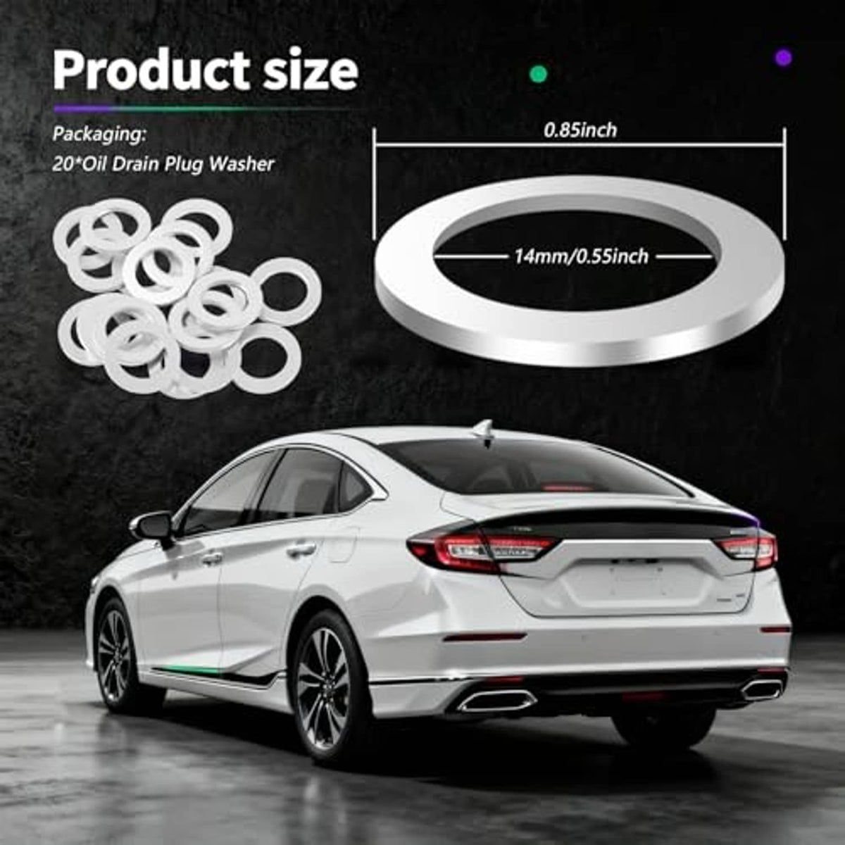 Flat aluminum crush washer gasket set for oil drain plug