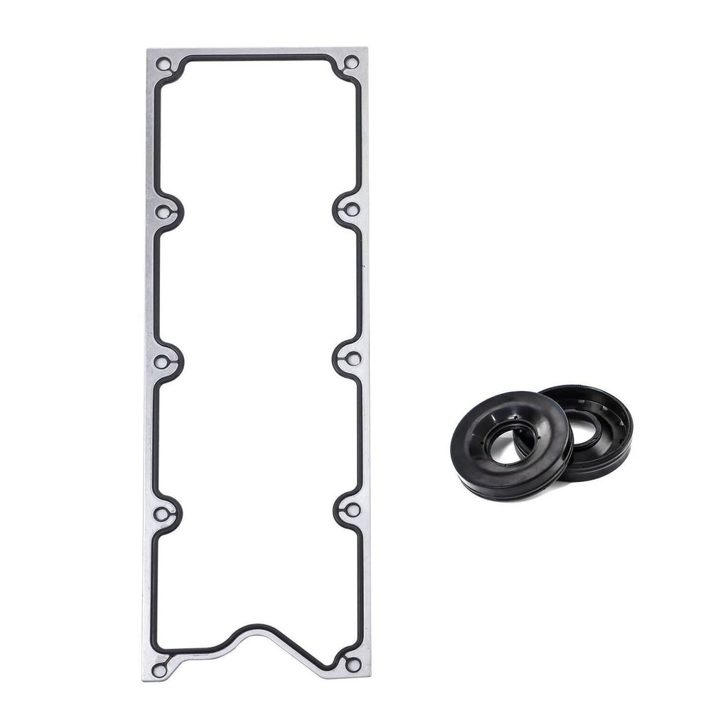 Rectangular metal gasket with two black rubber seals