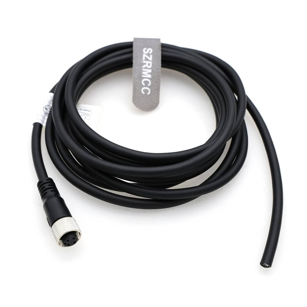 M12 A-code 4-pin sensor actuator cable with female connector and bare wire leads