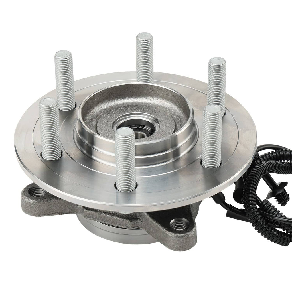 Front wheel bearing hub assembly with metal flange and five threaded wheel studs