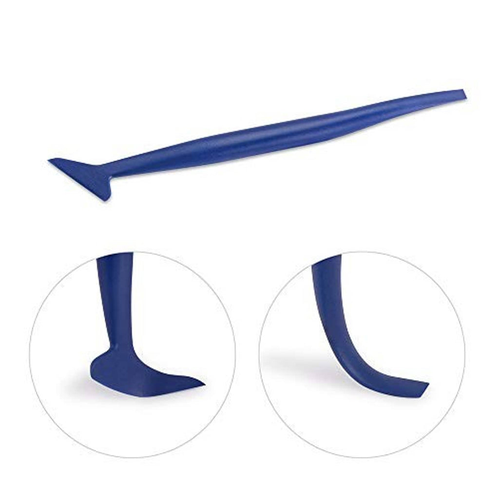 Blue micro squeegee for vinyl wrap with curved edge tip
