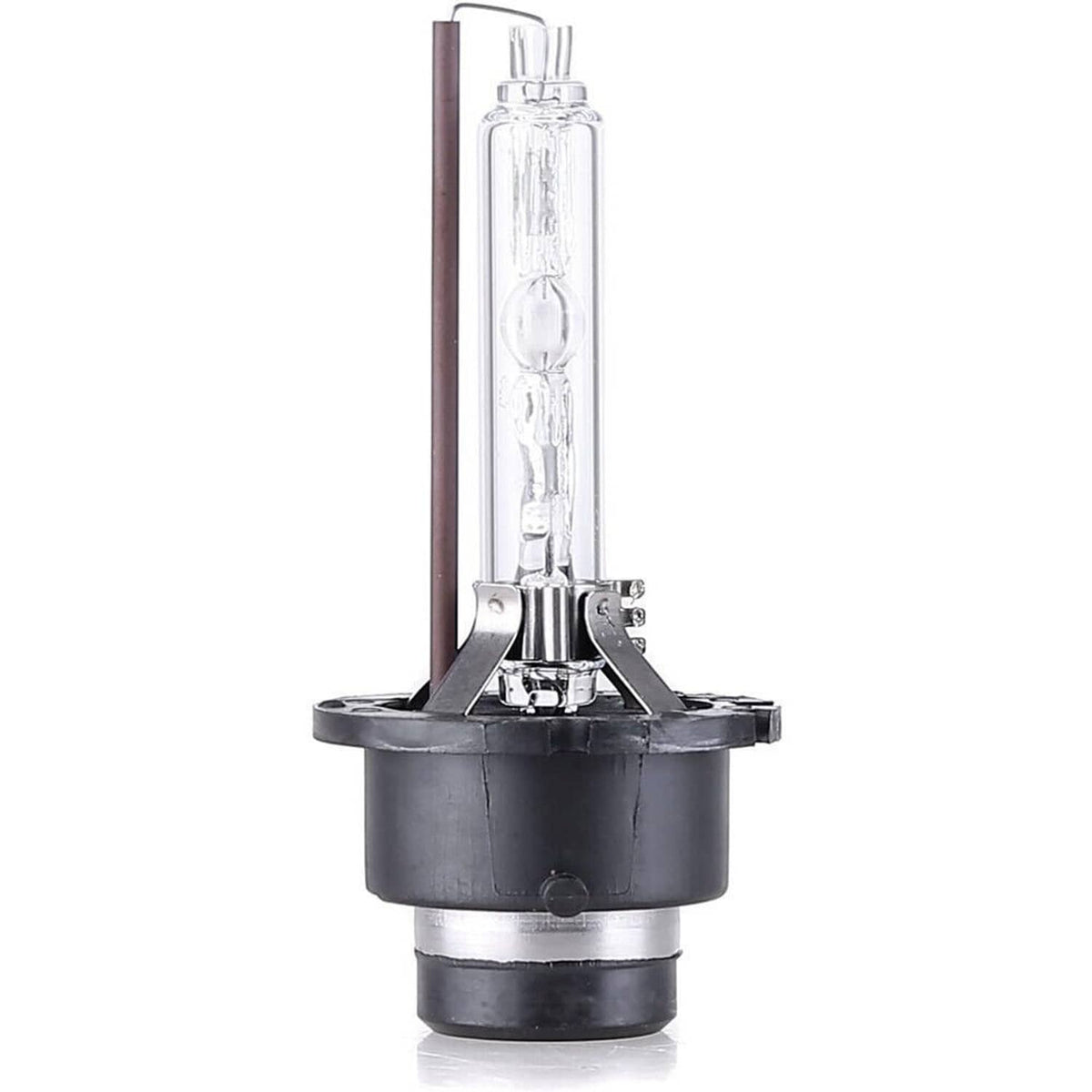 HID xenon headlight bulb with black base and clear glass capsule