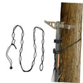 Adjustable daisy-chain rope strap with looped web and bead end, black