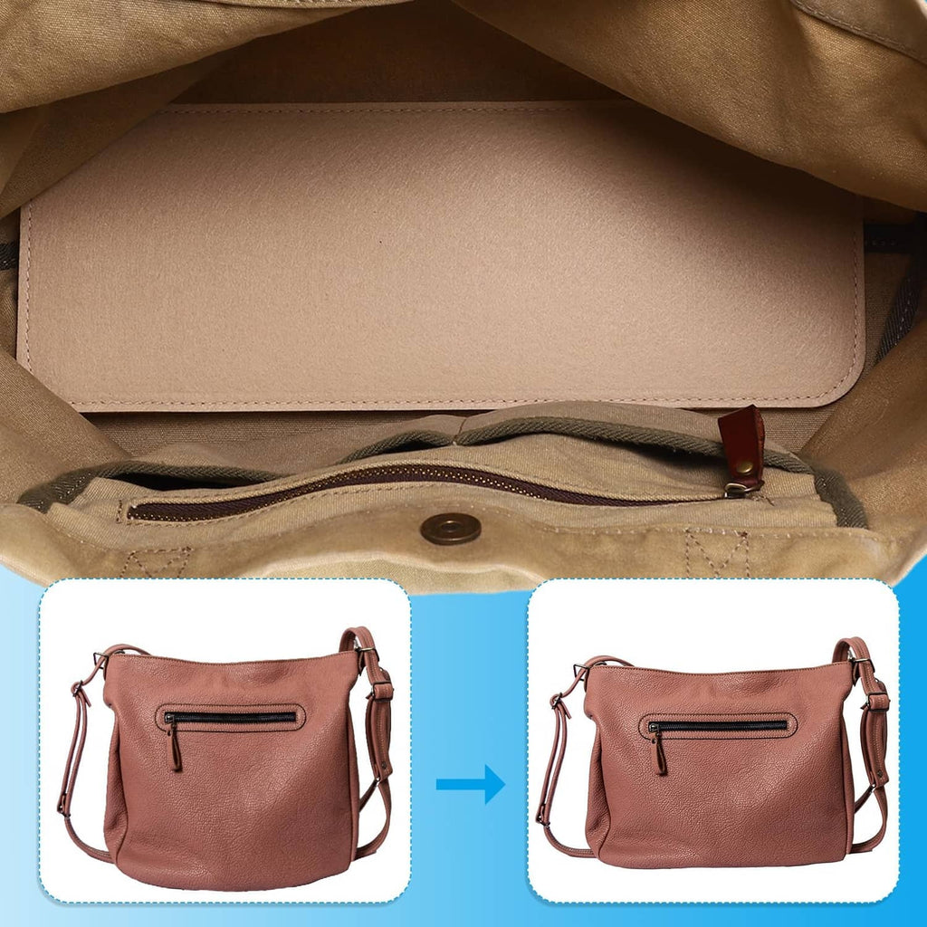 Rose red felt bag bottom insert pad placed inside a handbag