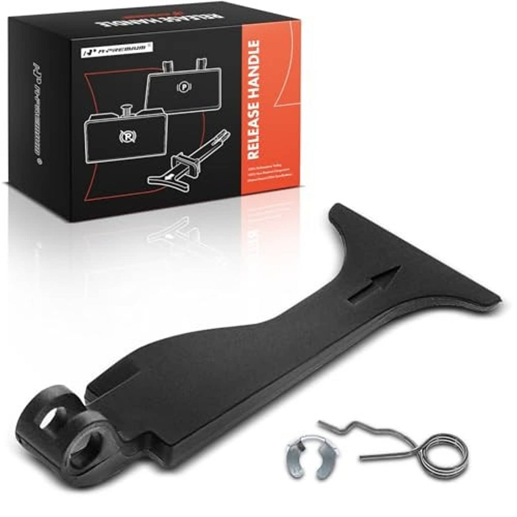 Black hood release handle tool with installation spring clip and metal pin hardware.