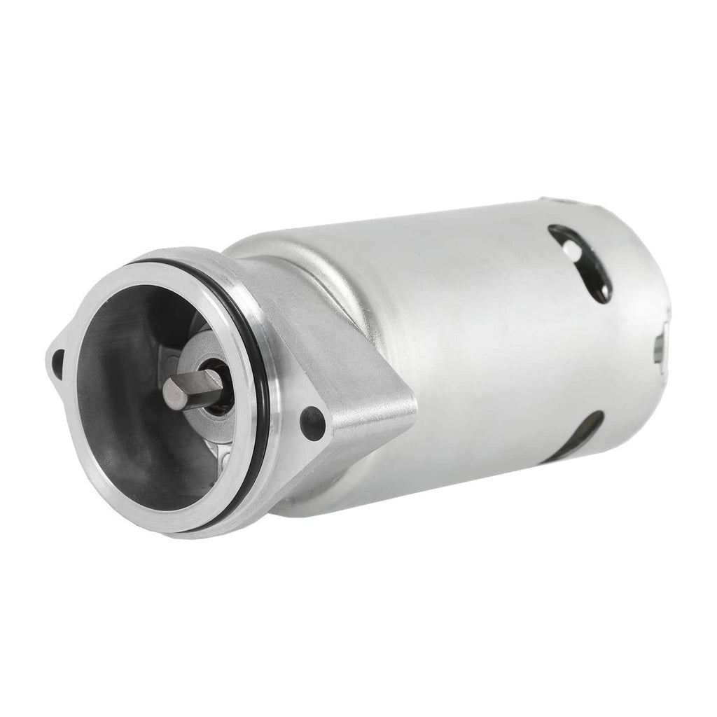 Hydraulic liftgate pump motor, silver metal cylinder with front circular port