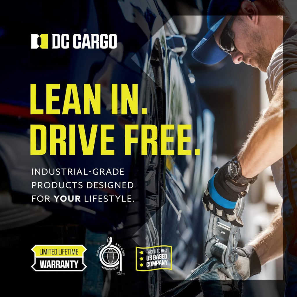 DC Cargo promotional banner with mechanic and bold “LEAN IN. DRIVE FREE” text