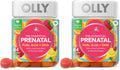 OLLY prenatal multivitamin gummy bottles, two-pack with white caps and Essential Prenatal labels