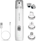 Rechargeable dog nail grinder with white body and metal grinding head