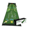 Sloped golf putting practice mat with guided lines, ball targets, and green turf surface