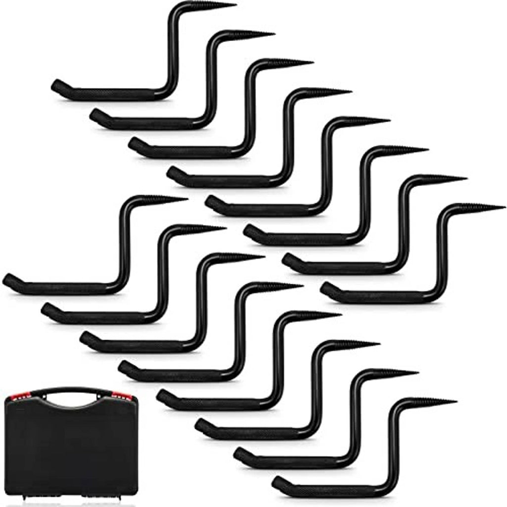 16 black screw-in tree step hooks, stacked L-shaped step set