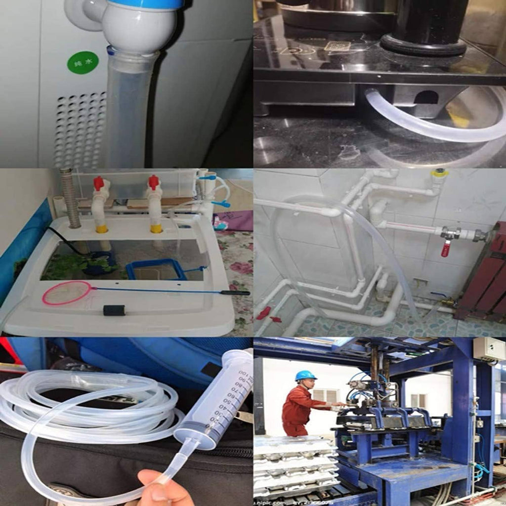 Clear silicone tubing connected to industrial equipment