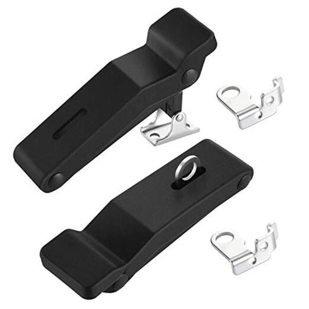 2-piece black rubber latch rack brackets with mounting hardware and center hole