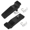 2-piece black rubber latch rack brackets with mounting hardware and center hole