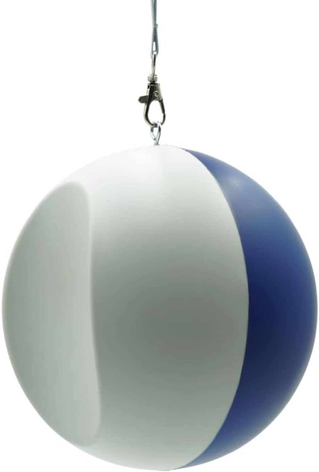 Compression ball golf swing trainer with light gray ball and metal clasp