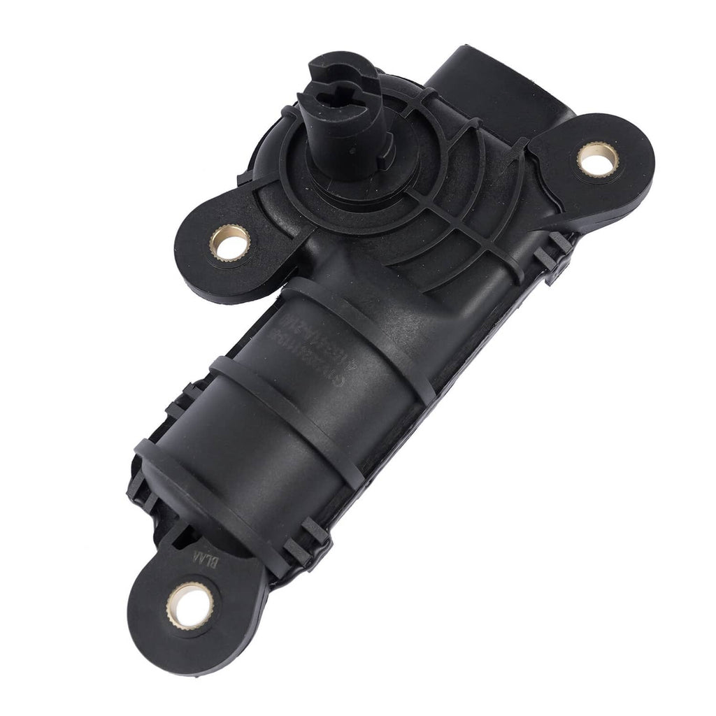 Black intake manifold runner control motor with round actuator face and side connectors