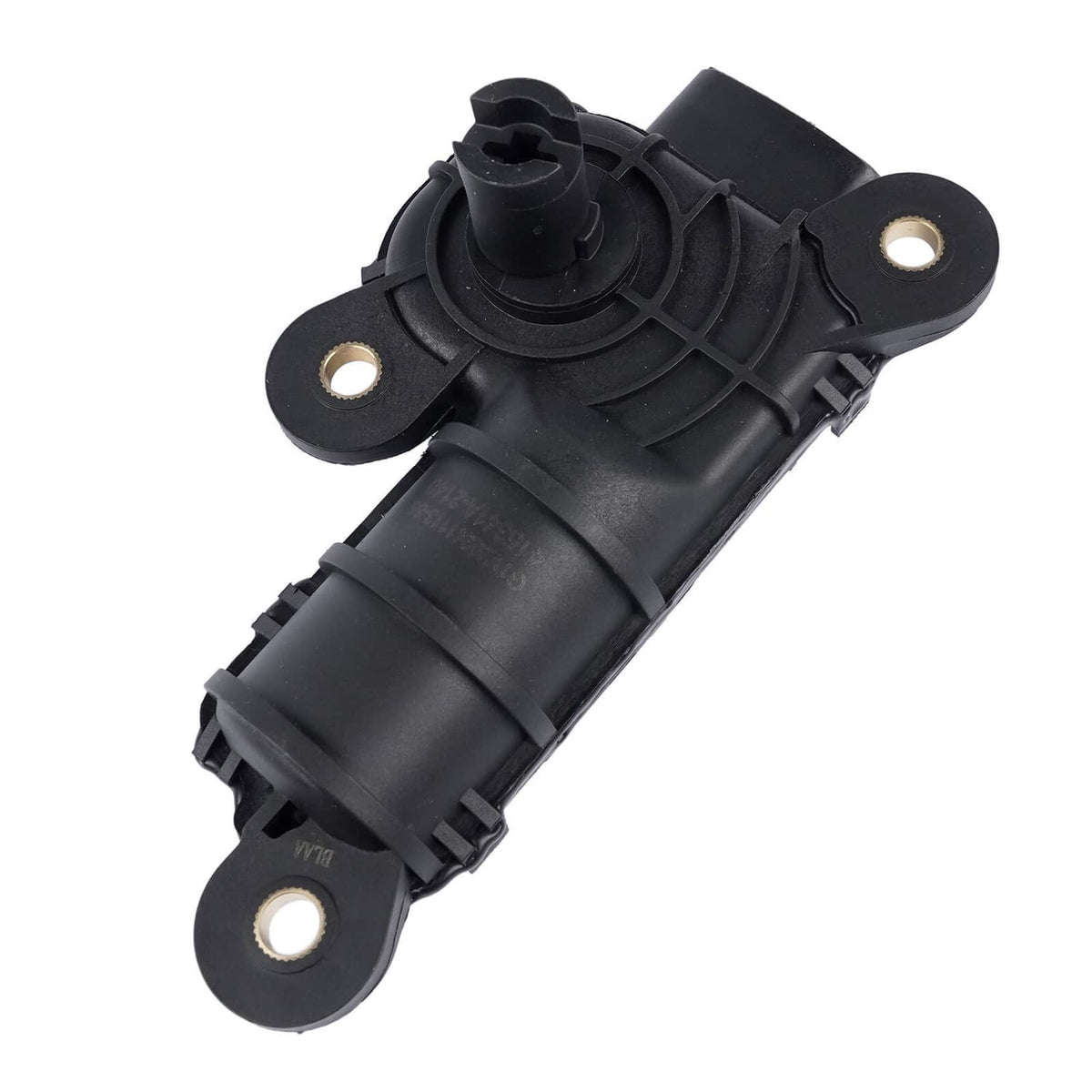 Black intake manifold runner control motor with round actuator face and side connectors